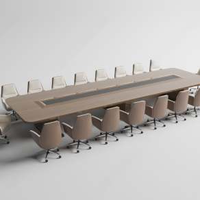 现代会议室桌椅组合3D模型下载